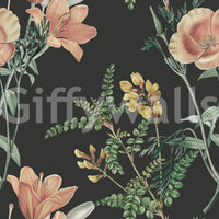 Traditional Botanical wallpaper showing hand-drawn leaves and blossoms