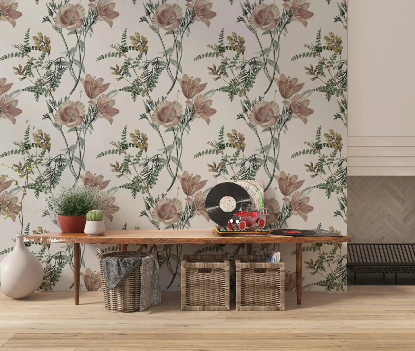 Pale blossom pattern in Traditional Garden Bloom Wallpaper design