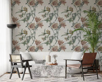 Light floral surface in Traditional Garden printed Wallpaper