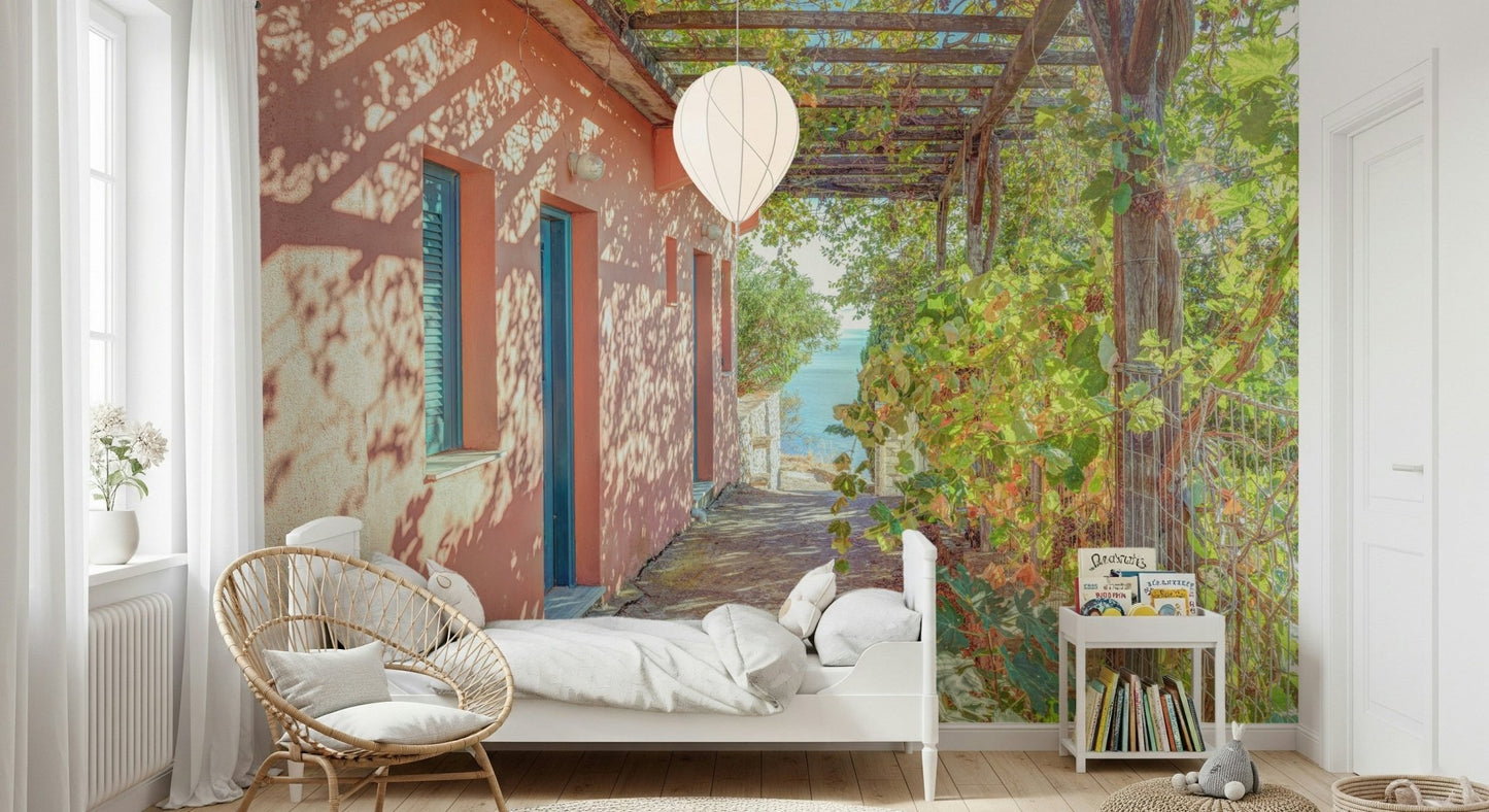 Vine covered structure Traditional House in Alonissos Wall Mural