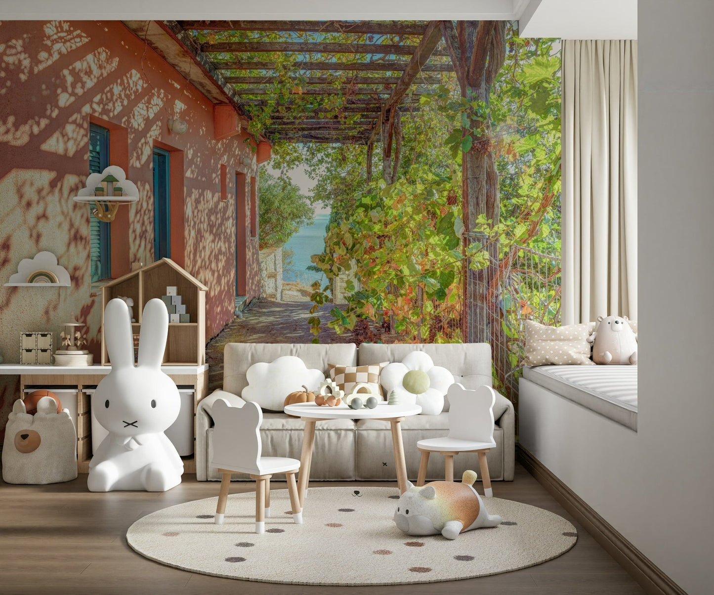 Mediterranean sea view Traditional House in Alonissos Wall Mural