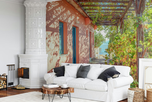 Rustic Greek pergola Traditional House in Alonissos Wall Mural
