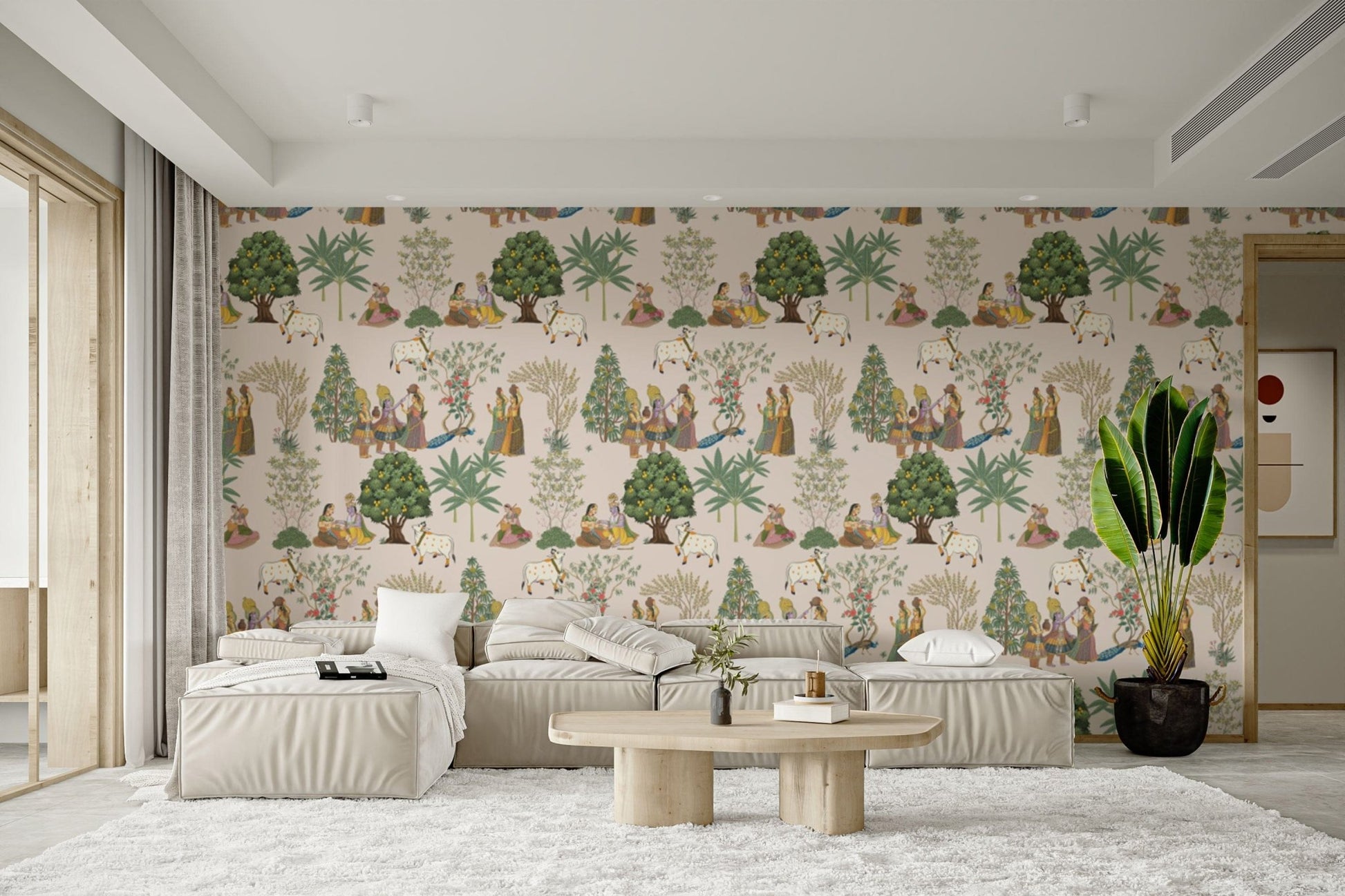 Colorful Indian Cultural Art Mural
