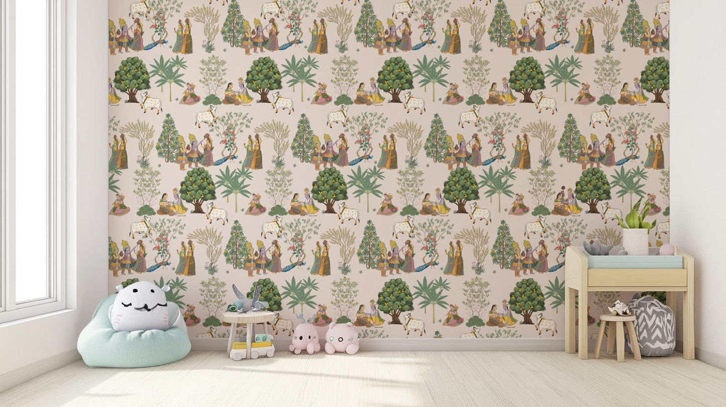 Traditional Indian Art Wallpaper Mural
