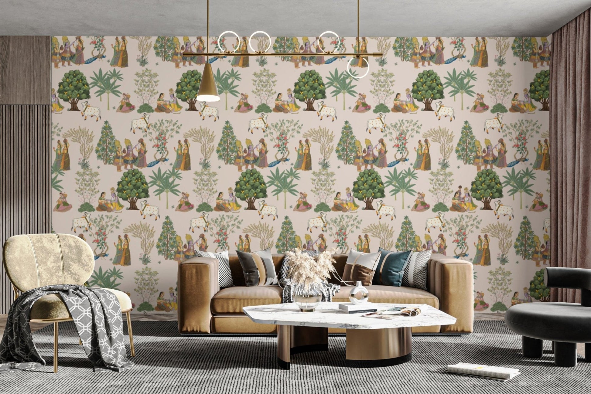 Traditional Indian Life Wall Mural
