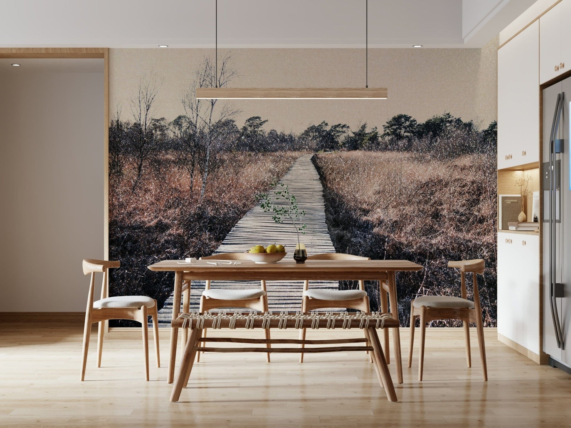 Trail's End Serenity Wall Mural used as a hallway perspective wallpaper.