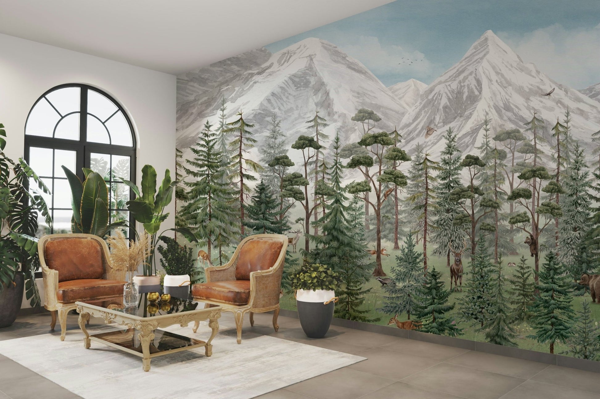 An artistic nature inspired mural for home decor.

