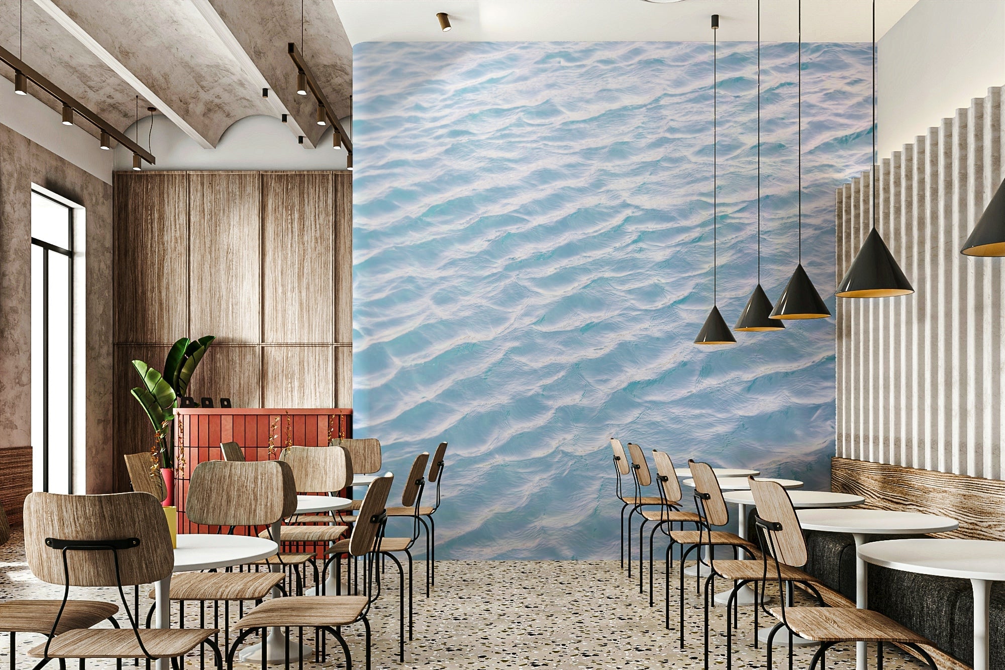 tranquil aqua waves wall mural GD3342


