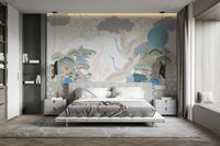 On the left, a gracefully shaped bonsai tree is in view.
