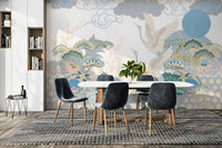 Tall, green bamboo stalks are visible on the right side.
