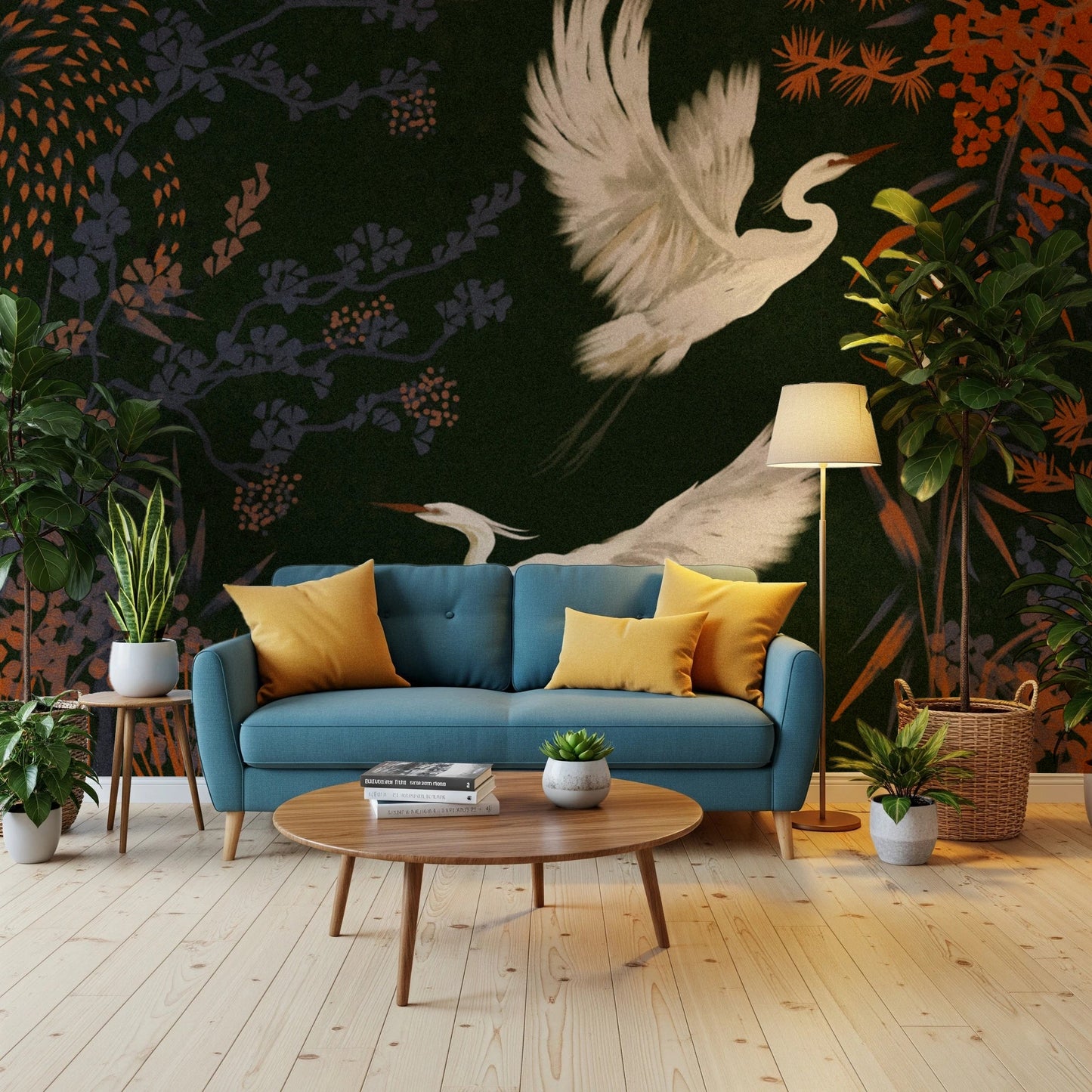 Two flying birds wall mural design