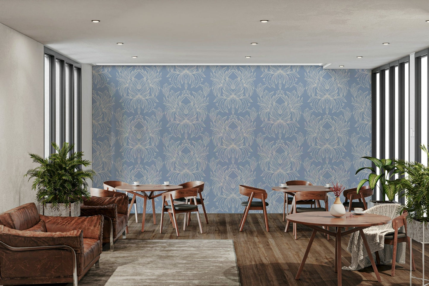 Peaceful floral wallpaper design perfect for relaxation

