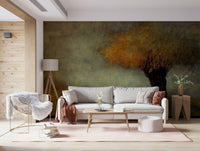 A peaceful woodland vista mural on decorative wallpaper., GD5626