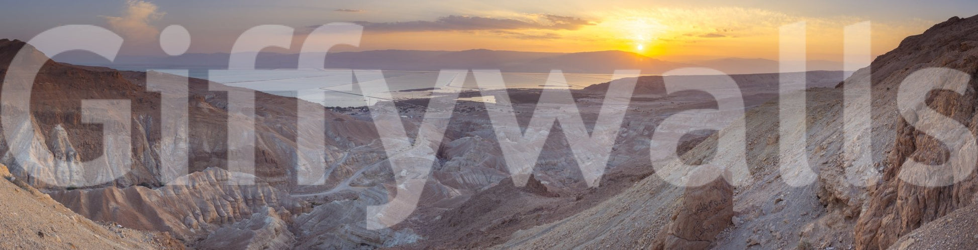 Earth-toned wall mural with horizon view

