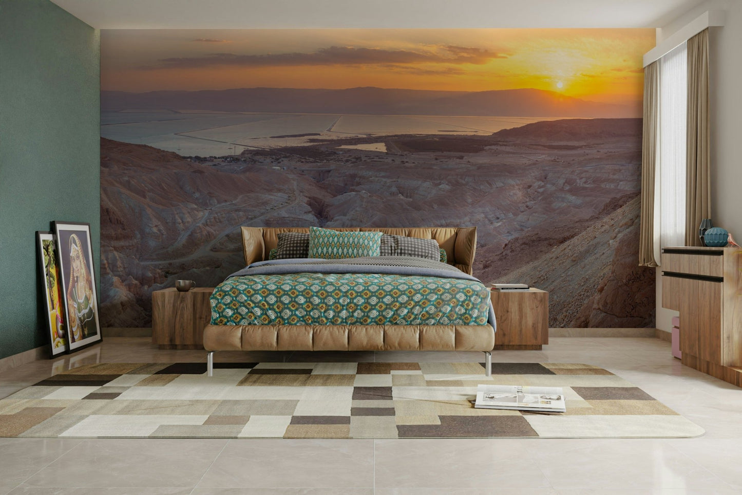 Desert wall mural with early morning light

