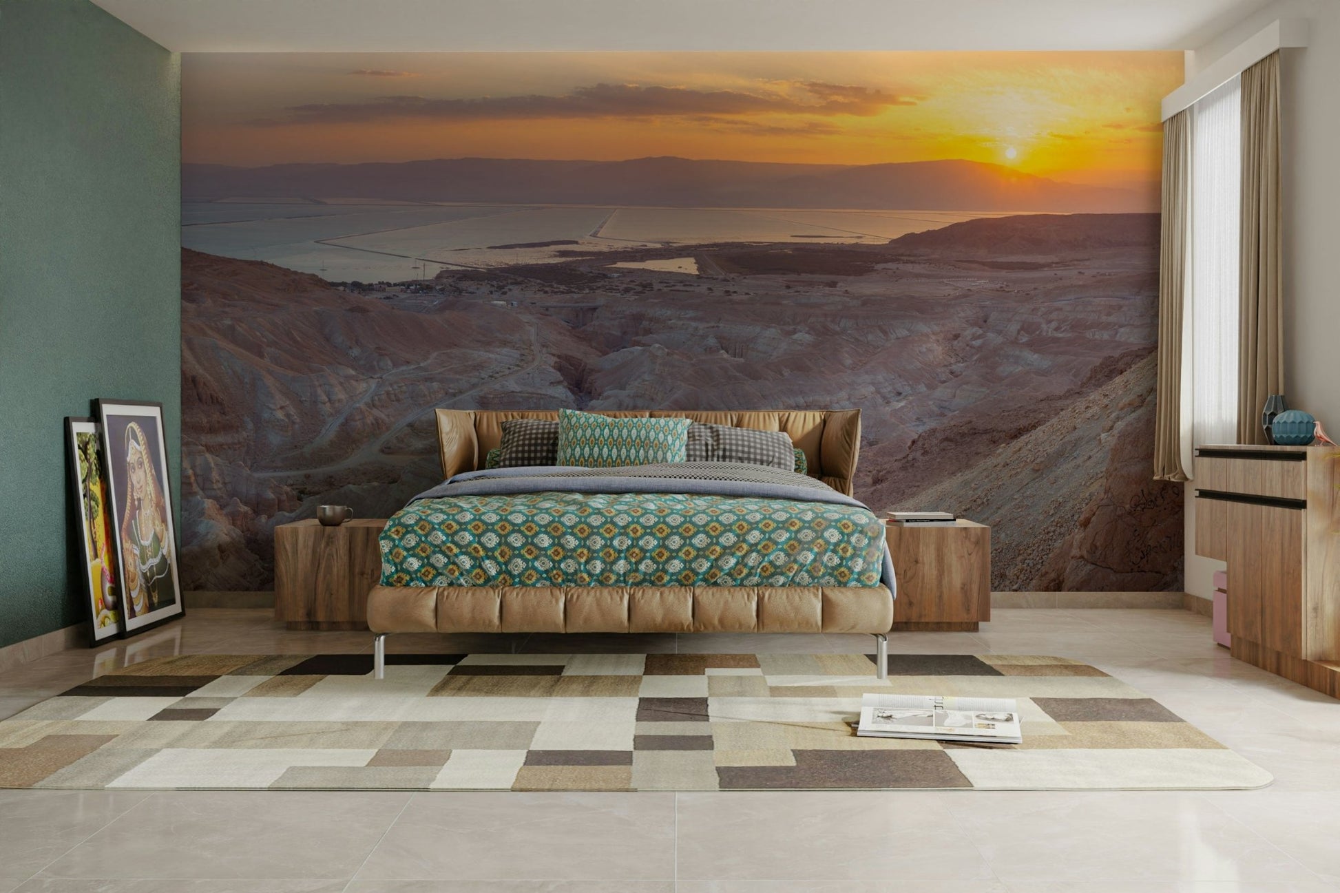 Desert wall mural with early morning light

