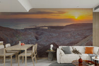Soft pastel sky over dry landscape mural

