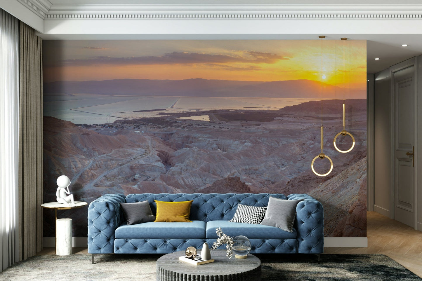 Natural terrain wall mural with dawn colors

