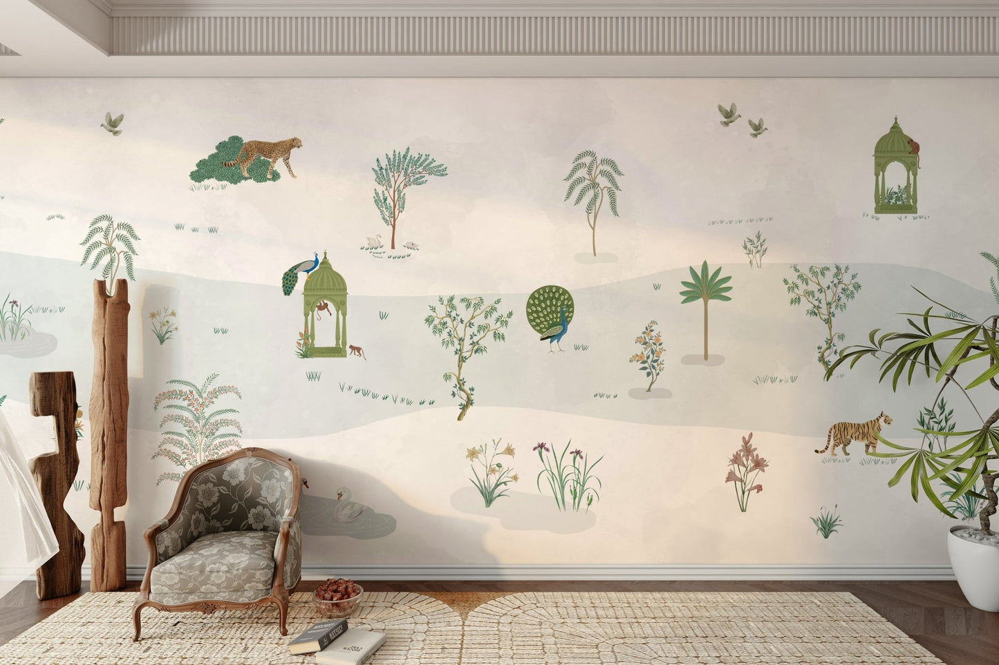A peaceful wall mural with a lush garden pattern. GD4093

