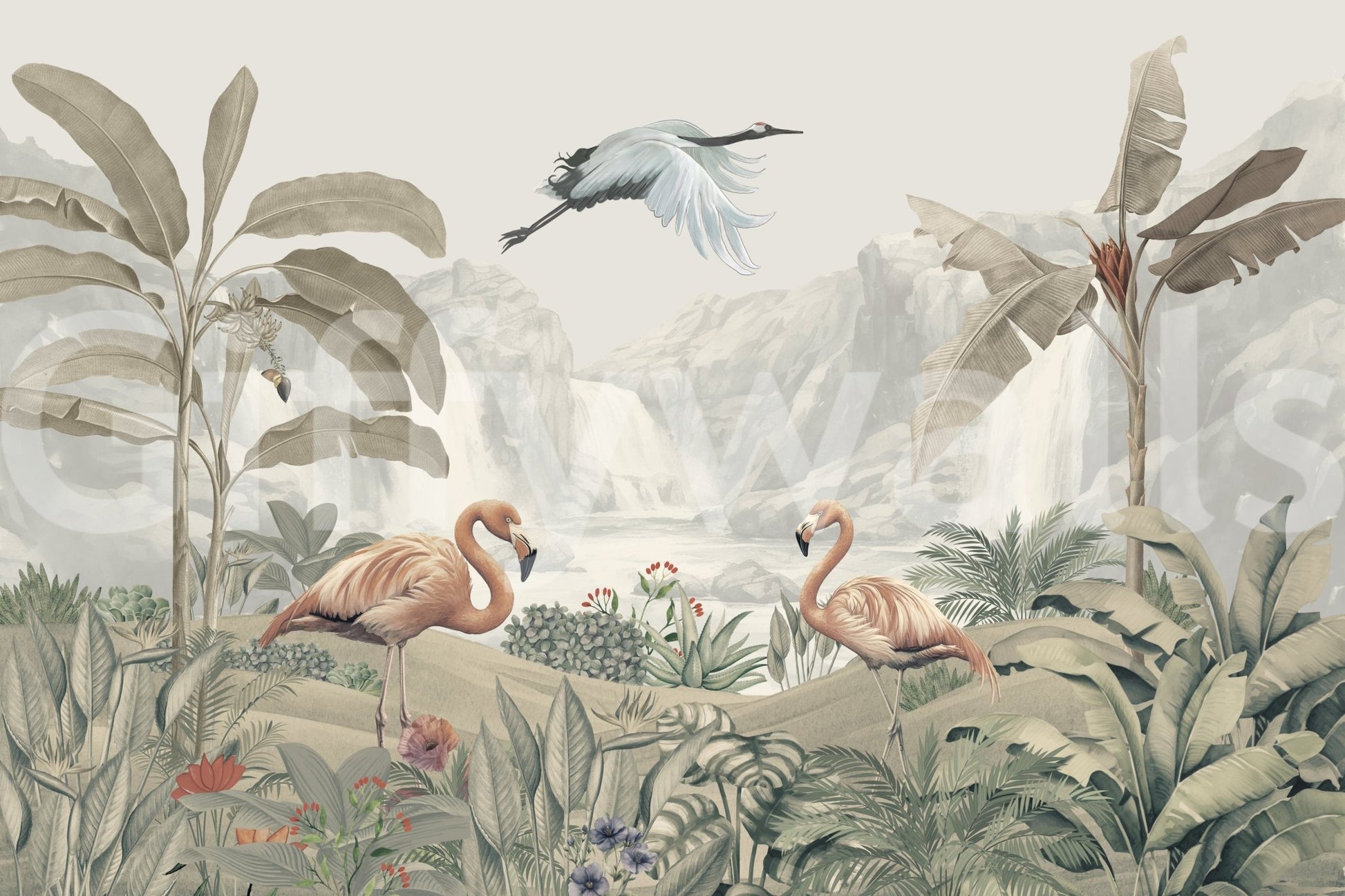 This wallpaper is perfect for a living room, bedroom, or dining area.
