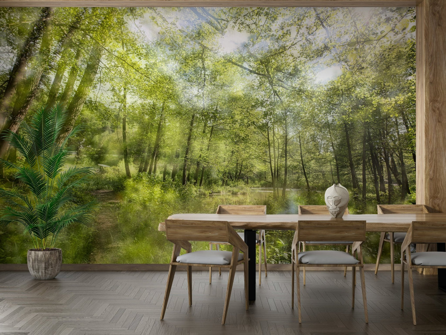 The mural covers a significant wall area, creating an immersive view.
