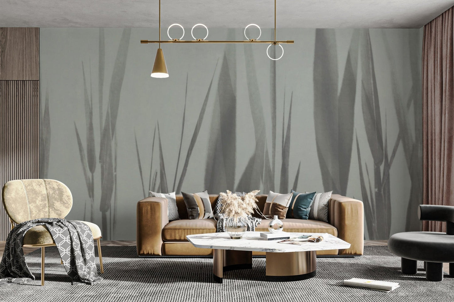 Elegant grassland foliage wall design B743
