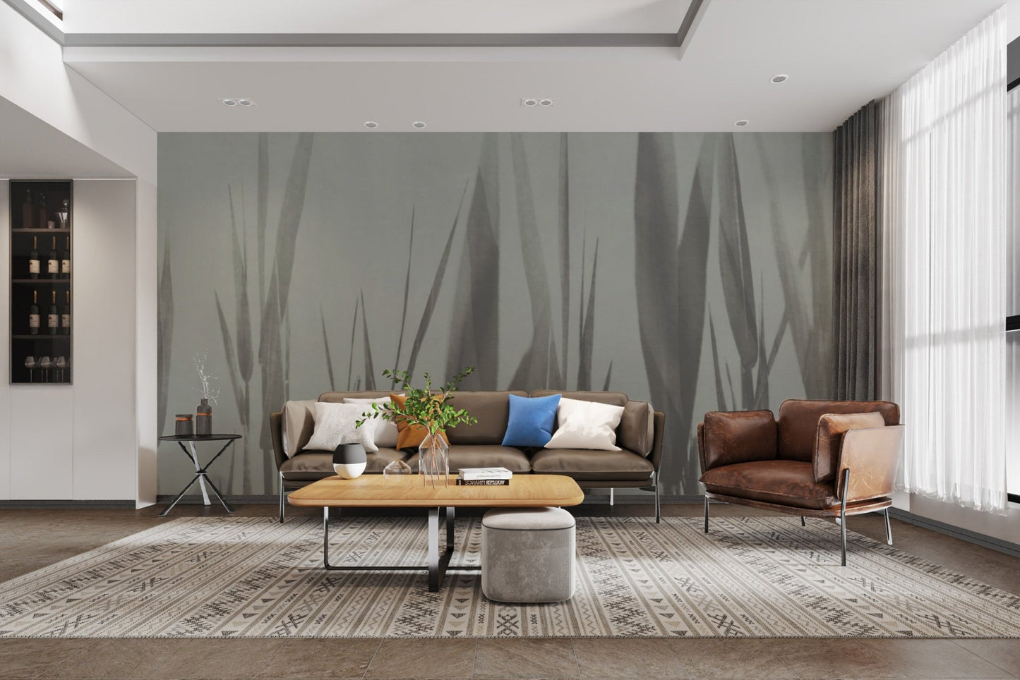 Tranquil grassland leaves wallpaper mural
B743