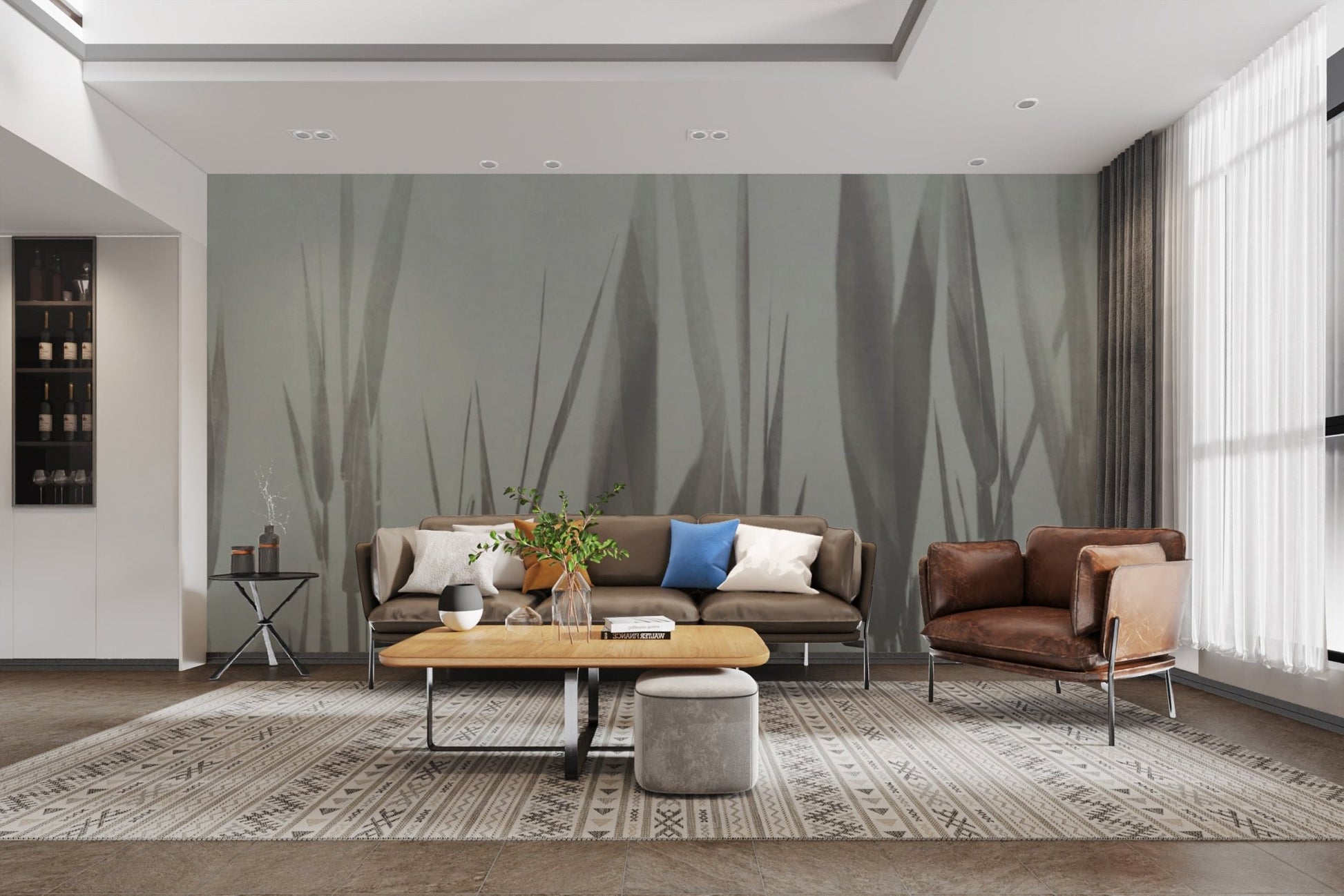 Tranquil grassland leaves wallpaper mural
B743