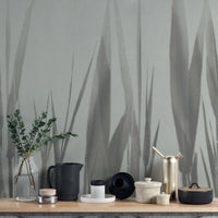 Muted reed foliage wall mural print B743

