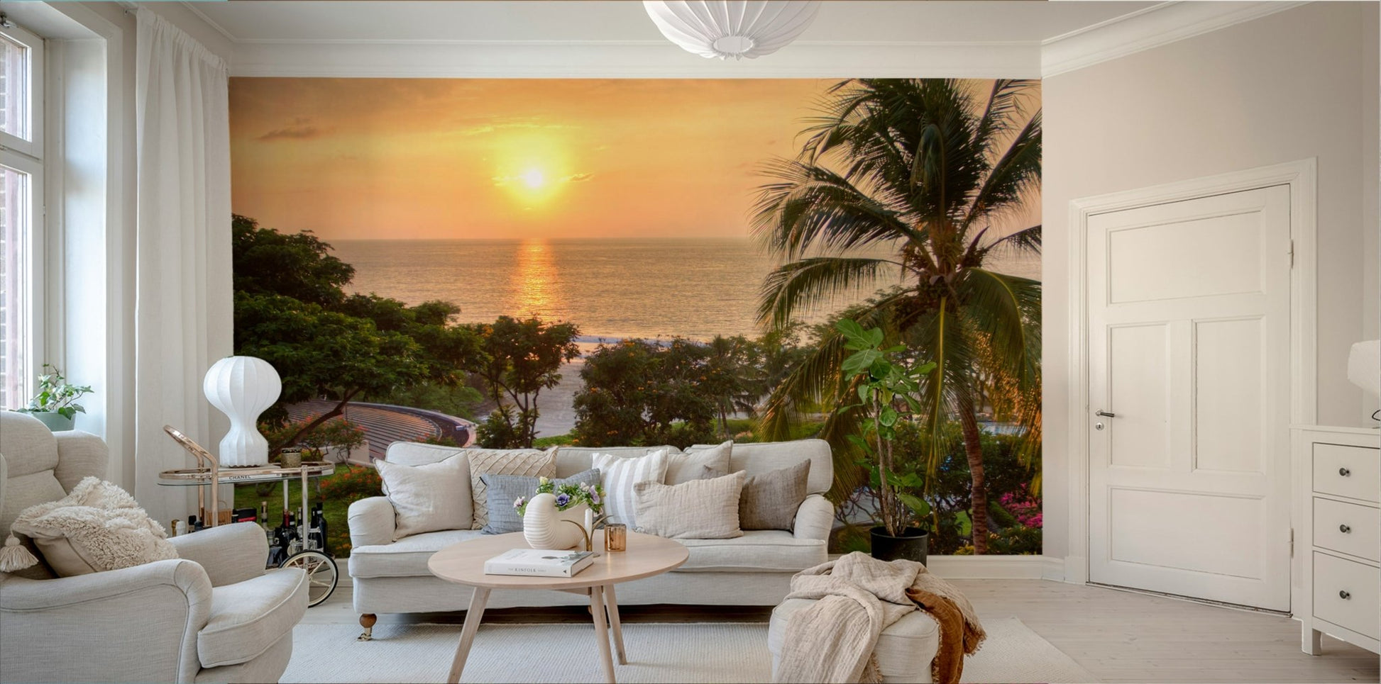 Sunset sky and ocean wallpaper scene


