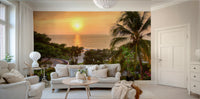 Sunset sky and ocean wallpaper scene

