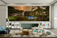Hawaii island sunset mural wallpaper view