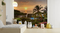 Scenic island view wallpaper for calm interiors

