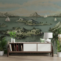 Wall mural with a calm ocean and soft colors

