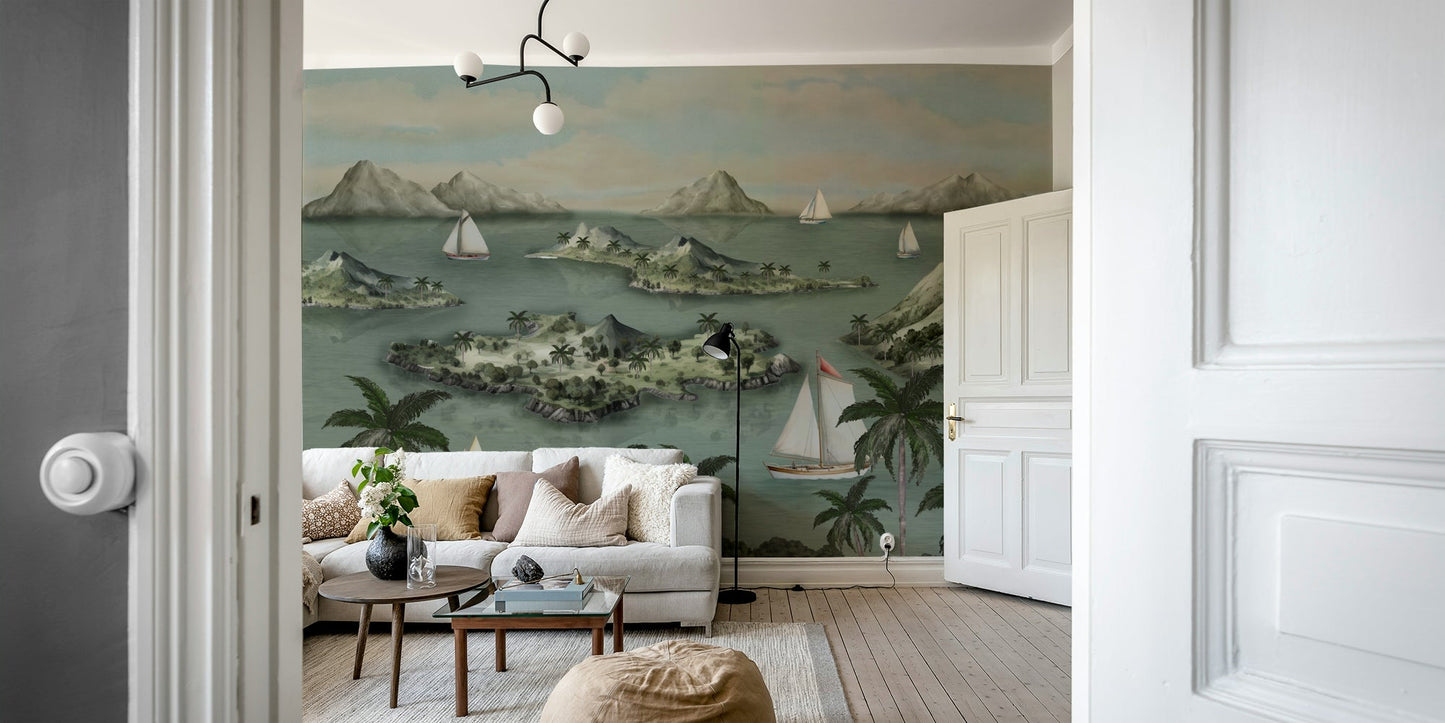 Wallpaper for walls with an island landscape

