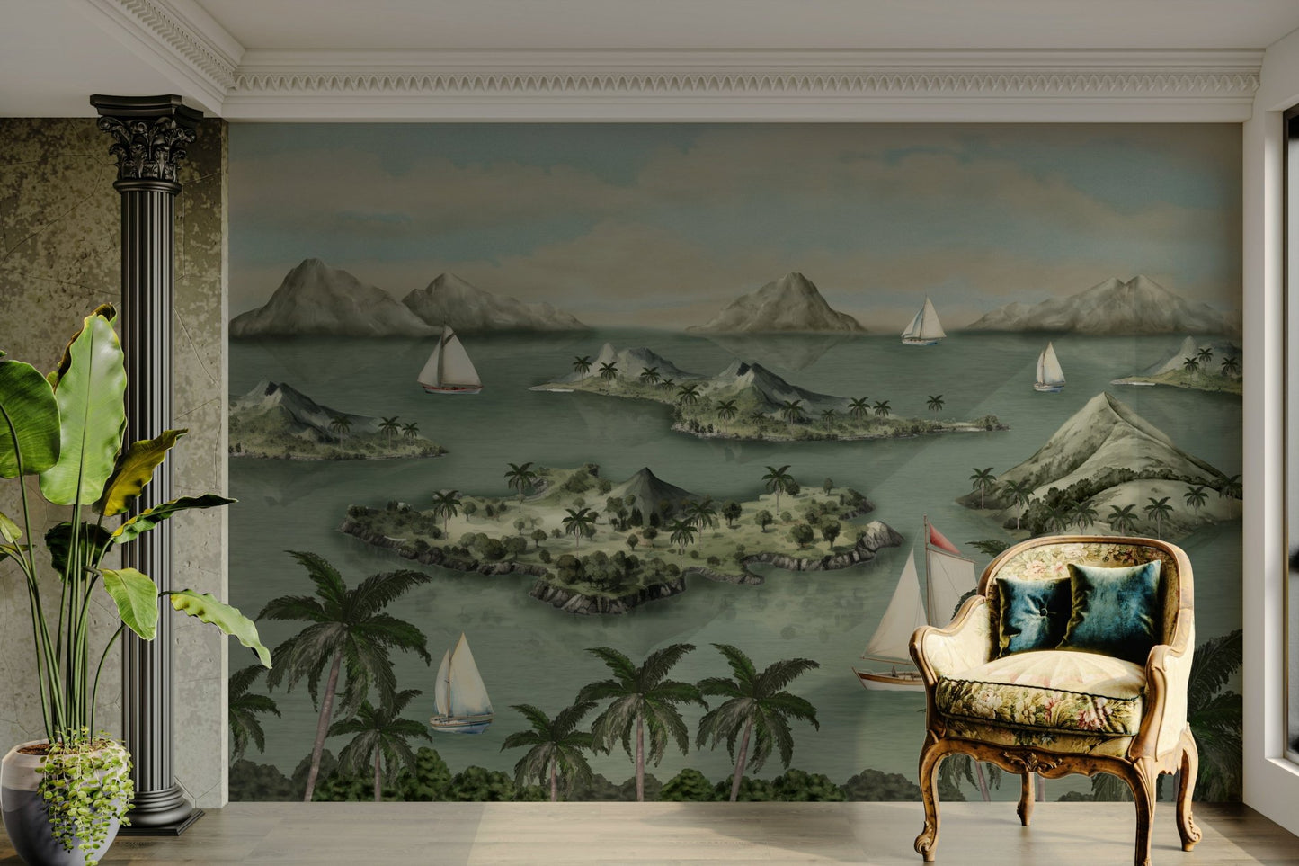 Scenic wallpaper with gentle waves

