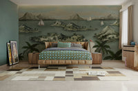 Serene island scene with a sandy beach

