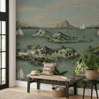 Wall mural showing a quiet seaside scene

