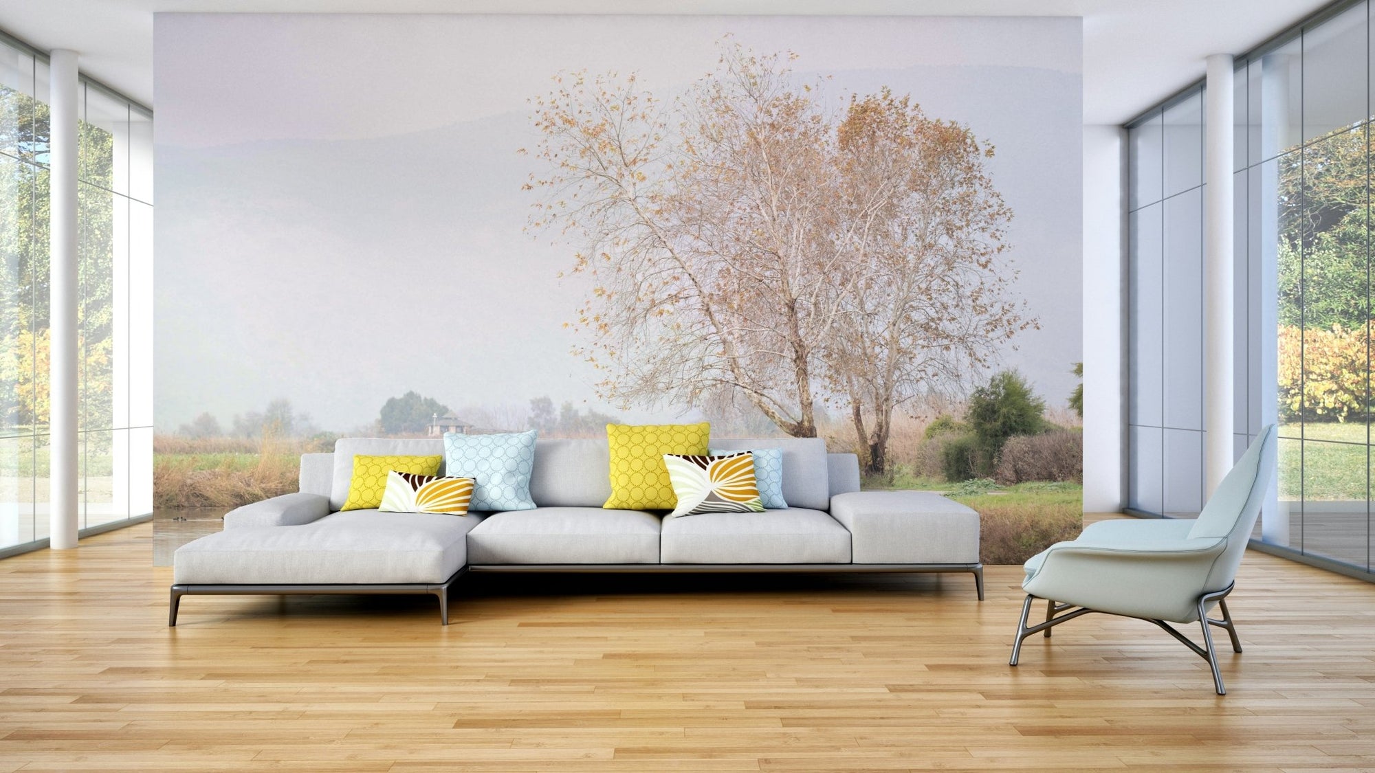 Picture of Tranquil Misty Lakeside Wall Mural GD3166

