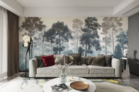 Tall trees in mist wallpaper
