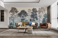 Calm forest scene wallpaper mural
