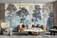 Tranquil misty woodland tree wallpaper
