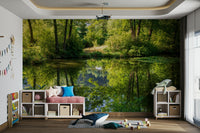 Captures the essence of a tranquil natural scene reflected in water.
