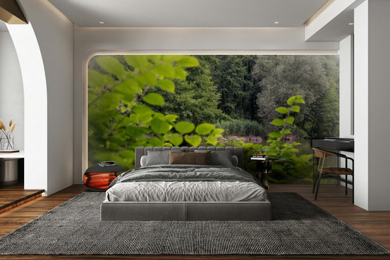 Tranquil Nature Scene Wall Mural with lush green foliage, GD2675