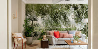 Tranquil Reflection of Nature - Abstract Greenery Art Print Wall Mural