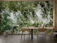 Tranquil Reflection of Nature - Abstract Greenery Art Print Wall Mural