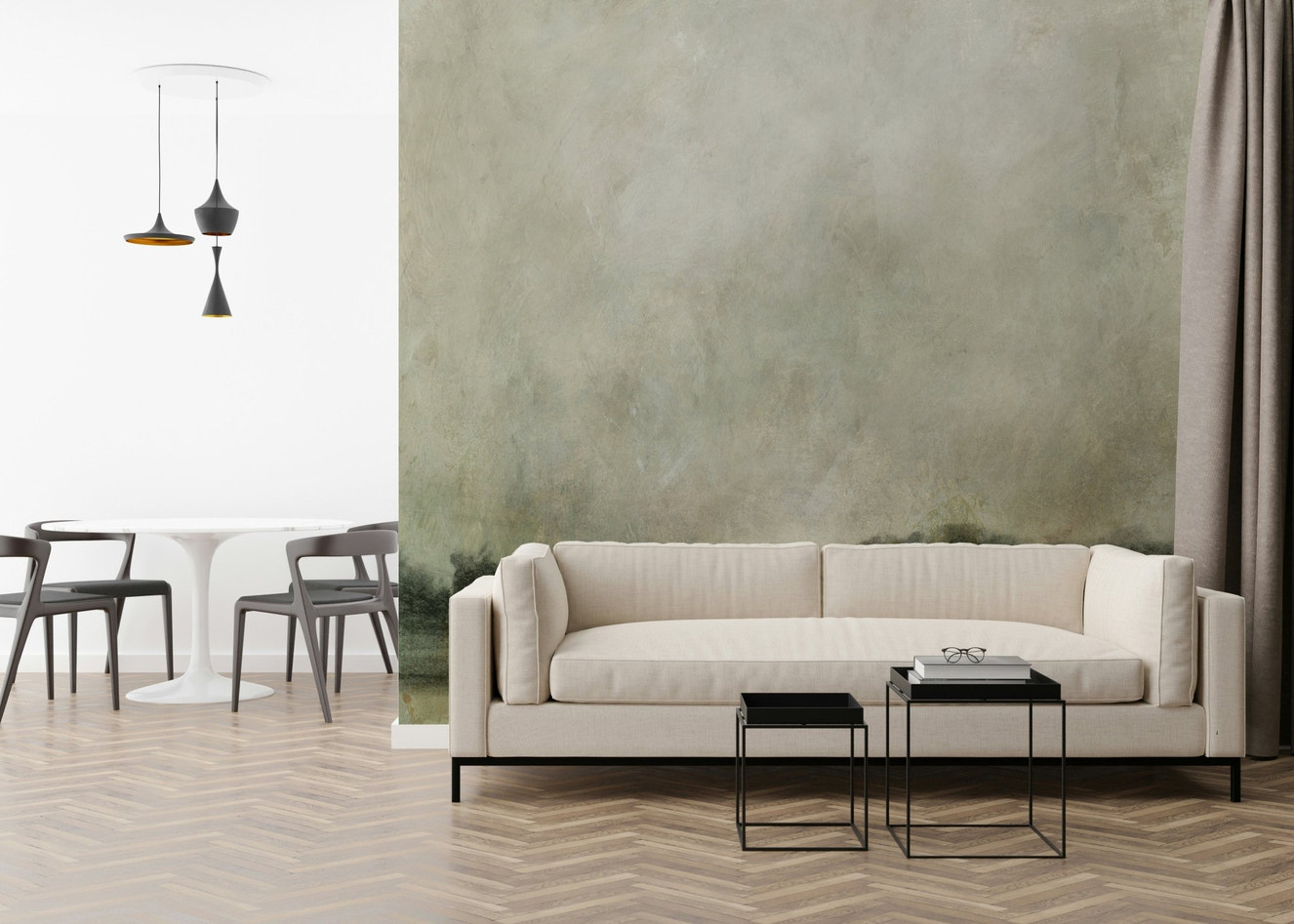 A beautiful tranquil shoreline wallpaper mural for a modern home.