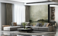 A peaceful open ocean mural on decorative wallpaper.