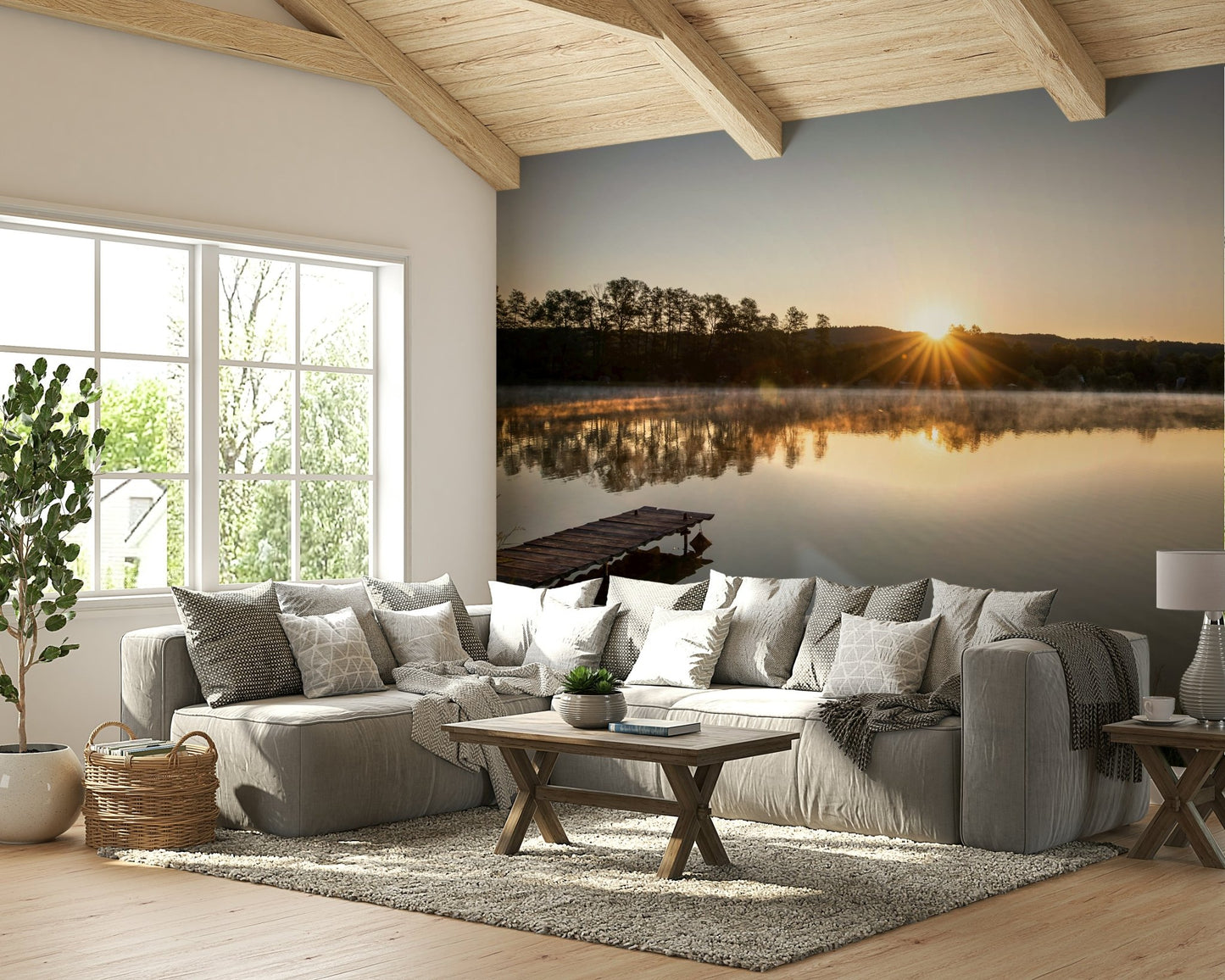 The mural covers a significant wall area, creating an immersive view.
