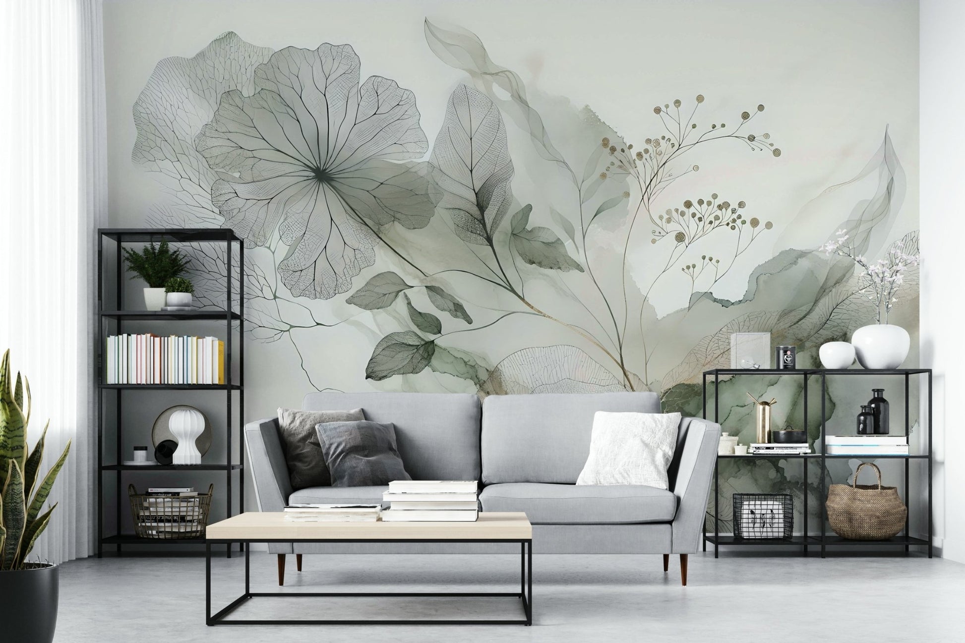 Serene color mural with harmonious muted palette.

